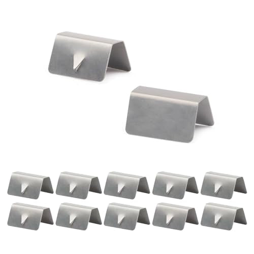 12 PCS Car Wind Deflector Buckle, Stainless Steel Rain Gutter Clip Replacement, Windproof Rainproof Deflector Channel Fixed Window Clip Set, Compatible with HEKO G3 Sned Accessories (Silver)