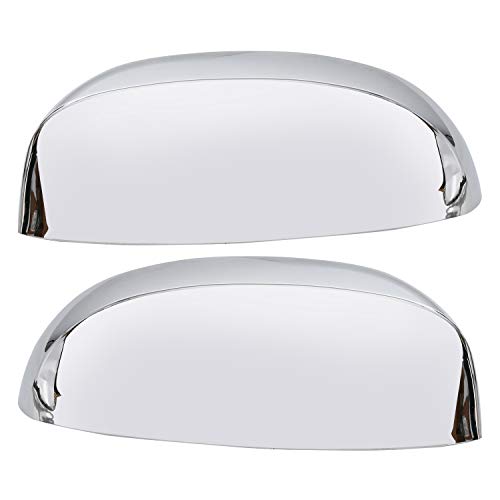 ECOTRIC Chrome Pair Half Mirror Covers Compatible with 2007-2014 Chevy Silverado GMC Sierra Tahoe Avalanche Suburban Yukon Escalade ESV View Upper Mirror Caps Replacement for 25788157 25788156
