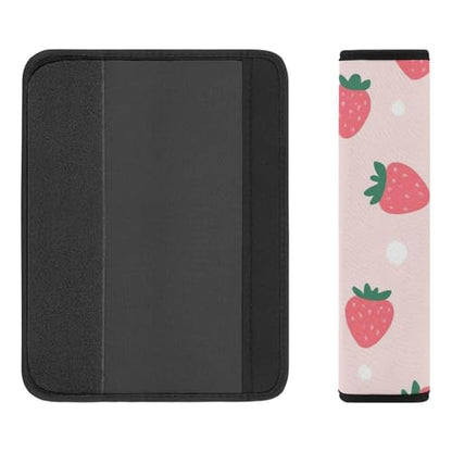 Men's Car Belt Covers 2PCS Fashion Cushion Pad Car Shoulder Strap Harness Pad Cute Pink Strawberry Polka Dot - color: Color356