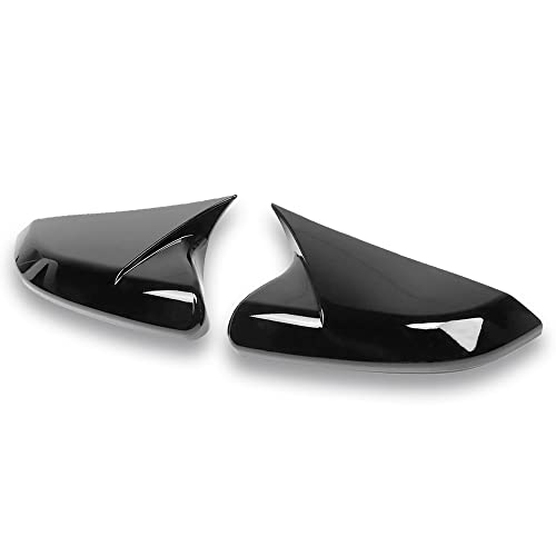 2PCS Door Side Mirror Covers Cow Horn Compatible with Honda Civic 2016-2021 10th Generation Sedan Coupe Hatchback Exterior Rear View Mirror Housing (Gloss Black) - size: Gloss Black