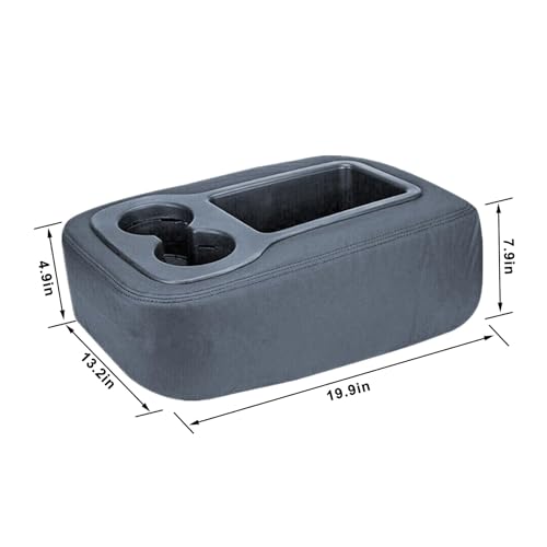 Leather Console Jump Seat Armrest Cover Dark Gray with Dipper Desgin Compatible with Chevy Silverado Tahoe Avalanche GMC Yukon Sierra 2007 2008 2009 2010 2011 2012 2013 2014 - color: Dark Gray