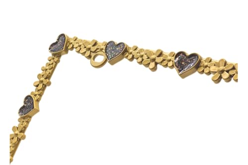 Creathome 3D Shining Daisy Heart License Plate Frame from Pure Zinc Alloy Metal Perfect Plate Holder, Matt Gold with Black Glitter, Luminously Heart - color: Matt Gold with Black Glitter, Luminously Heart