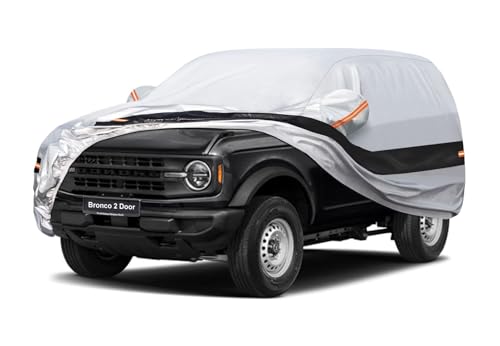 10 Layers Car Cover Custom Fit for Ford Bronco 2 Door/Sport (2021-2025), Waterproof All Weather for Automobiles, Outdoor Full Cover Sun Dust Rain Protection with Cotton. Silver - size: Custom Fit for Ford Bronco 2 Door/Sport