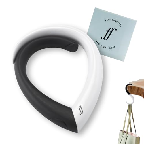 FafaConcepts | Portable Bag Hanger for Table | Sleek Heavy-Duty Purse Hook | Unisex | Holds Up to 22 Lbs | Caviar and Pearl - color: caviar/pearl