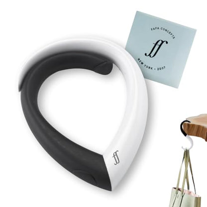 FafaConcepts | Portable Bag Hanger for Table | Sleek Heavy-Duty Purse Hook | Unisex | Holds Up to 22 Lbs | Caviar and Pearl - color: caviar/pearl