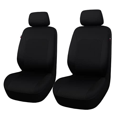 Flying Banner Car Seat Covers Front Seats Rear Bench Polyester car seat Protectors Easy installations Rear Bench Split Classic Man Lady Truck - color: Front Pair neoprene Solid Black