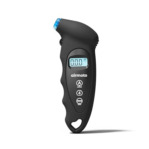 Airmoto Digital Tire Pressure Gauge 0-150PSI (Accurate in 0.1 Increments) - Heavy Duty Tire Pressure Gauge for Car, Bike, Motorcycle, Truck with Backlight LCD, Car Accessories, Black