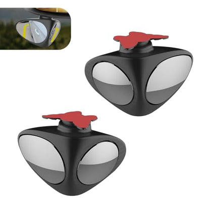 2PCS Car Blind Spot Mirror, HD Crystal Glass Blind Spot Mirror with ABS Scratch-resistant Shell, 360 Degrees Freely Adjustable Dual-sided Rearview Assist Accessories, for Most Cars (Black)