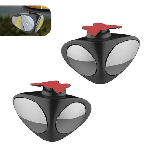 2PCS Car Blind Spot Mirror, HD Crystal Glass Blind Spot Mirror with ABS Scratch-resistant Shell, 360 Degrees Freely Adjustable Dual-sided Rearview Assist Accessories, for Most Cars (Black)
