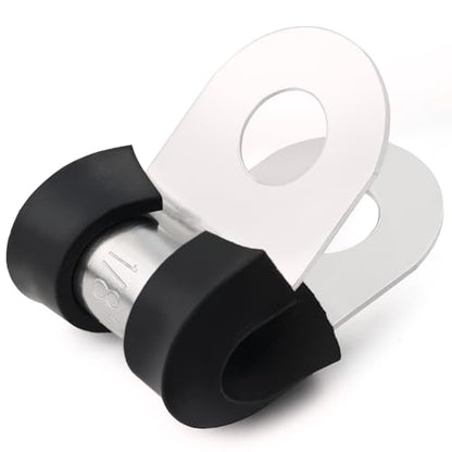OURU 100PCS Cable Clamps 1/8 Inch 304 Stainless Steel Cable Clamps Rubber Coated Cushioned Insulated Cable Clamp,Automotive Wire Clamps,Pipe Clamps,Metal Clamp for Tube,Wire Cord Installation(3mm) - size: 100 PCS - 1/8 Inch