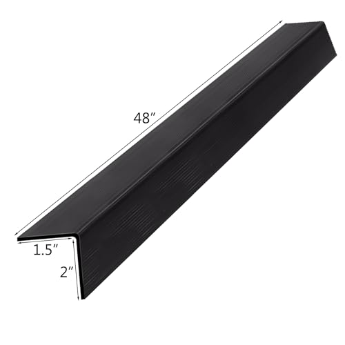 Non Slip Stair Nosing, Window Sill Nosing Plate, Staircase Ledge Guard, 10 Pieces Stair Edge Protector for Wood Stairs or Walking Surface, 1.5"X 2" Aluminum Tread, 48inch Long, Black - color: black