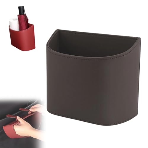 Universal Leather Car Door Cup Holder Trash Can, Leakproof Car Trash Bin,Multifunctional Back Seat Car Organizer for Hold Phones, Snacks, Drinks (A-Brown) - color: A-Brown