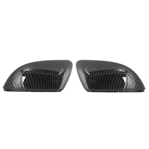 X AUTOHAUX Pair New Rear View Mirror Outside Housing Wing Mirror Covering Cap Carbon Fiber Pattern for Volkswagen Golf 6 2009-2012 - color: carbon fiber black