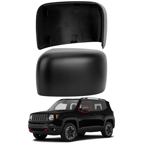 Driver Side Mirror Cover Replacement for Jeep Renegade 2015 2016 2017 2018 2019 - Left Side Mirror Covers, Rear View Mirror Cap Accessories Without Lamp, Textured - color: Textured-Without Lamp, size: Driver Side (Left)