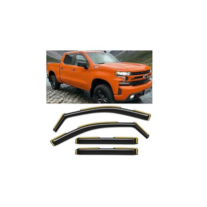 in-Channel Window Deflectors Rain Guards Vent Sun Shades Window Visors Compatible with 2019-2026 Chevy Silverado/GMC Sierra 1500 Crew Cab, Wind Deflector 94805 - size: For 2019+ Silverado Sierra Crew Cab