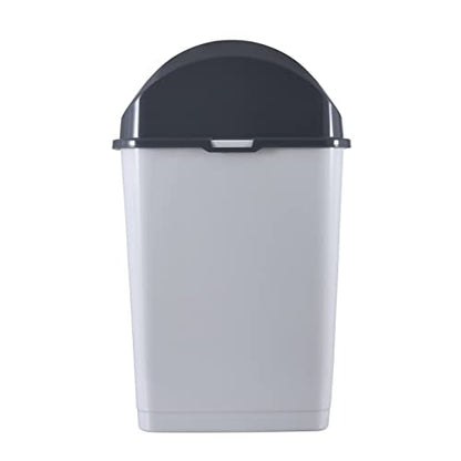 Superio Kitchen Trash Can with Swing Top Lid 9 Gallon Slim Waste Bin 37 Qt Sturdy Plastic Garbage Can Medium Recycling Bin for Office, Bathroom, Under Counter, Dorm, Bedroom (Smoke White/Grey, 2) - size: 9 Gallon, style: 2 Pack