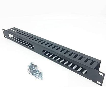 2 Pack 1U 19 Inch Cable Manager Horizontal Rack Mount 24 Slot Metal Finger Duct Wire Organizer with Cover and Mounting Screws for Server Rack, Black(24S2P)