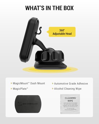 Scosche MAGDM-10KFLT MagicMount Magnetic Car Phone Mount for Dashboard, 360° Adjustable Magnet Head, Universal Cell Phone Holder for Car Compatible with iPhone Samsung & All Devices (Pack of 10) - size: 10 Pack, style: Dash