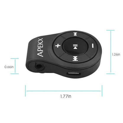 APEKX Clip Bluetooth Audio Adapter for Headphones, Headset, Speaker, Wireless Receiver with MIC for Hands-Released Call and Music