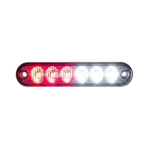 Strobes N More E6 Slim 6-LED Ultra-Thin Strobe Warning Light - 21 Flash Patterns, Synchronizable, Waterproof Primary Warning Lighthead - Red/White - color: Red/White