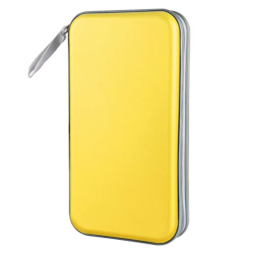 Siveit CD Case, DVD Case Holder 96 Capacity Hard Plastic CD DVD Disc Cases Storage Binder Wallet for Car Home Office Travel (Yellow) - color: Yellow