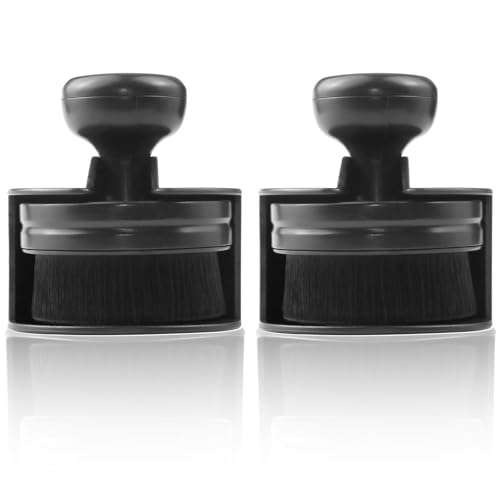 2 PCS Car Tire Shine Applicator Brush, Auto Tire Detail Brushs, Portable Car Tire Brush with Seal Cover Design, High Density Soft Shine Applicator Brushs, for Auto Detailing Cleaning - color: Black, size: 1 Count (Pack of 2)