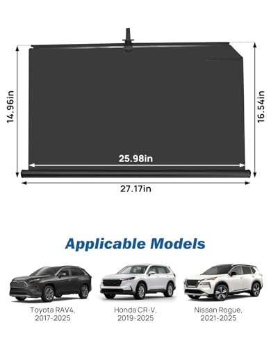 JOYTUTUS Car Side Window Sunshade, 2 Pack for Toyota RAV4 2017-2025, Honda CR-V 2019-2025 and Nissan Rogue 2021-2025, Retractable UV Protection Side Window Shade, Privacy Screen & Blackout for Baby