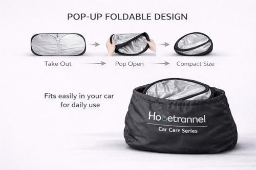 Car Windshield Sun Shade with Mirror Opening, Foldable 240T Reflective Front Windshield Sunshade, 64 x 32 in, for Cars, SUVs, Trucks