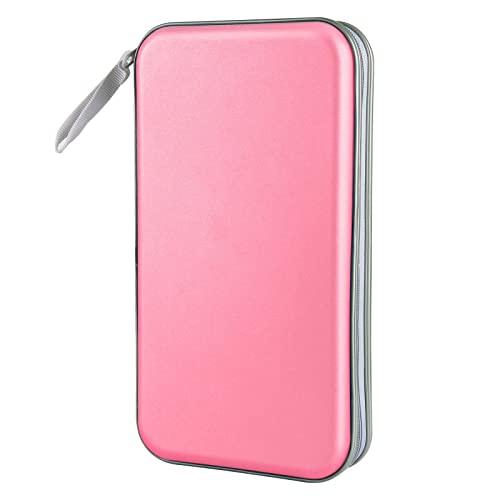 Siveit CD Case, DVD Case Holder 96 Capacity Hard Plastic CD DVD Disc Cases Storage Binder Wallet for Car Home Office Travel (Light Pink) - color: Light Pink