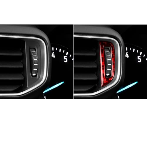 Real Red Carbon Fiber Car Dashboard Side AC Vent Outlet Rotary Control Sticker Auto Interior Trim Compatible with Ford Explorer(U625) XLT/Limited/ST/Platinum/Platinum Hybrid 2020 2021 2022 2023 - color: Dash Side Ac Vent Control