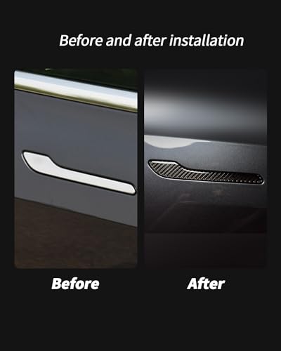 Carbon Fiber Door Handle Cover, Door Handle Protective Cover Decoration Compatible with Tesla Model Y/3 Accessories (2017-2025) Highland & Juniper Compatible (4 Pieces) (Black with drip) - style: Black with drip