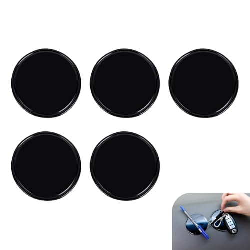 5 PCS Car Sticky Pad, Anti-Slip Silicone Gel Dash Pad, Magic Reusable Dashboard Gel Mat, Suitable for Trucks, SUVs, Smartphone, GPS, Keys, Glasses (Black)