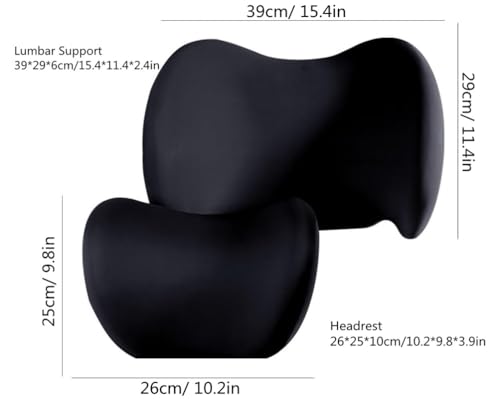 Car Lumbar Support Pillow and Car Neck Pillow Kit, Ergonomic Car Seat Headrest & Lumbar Cushion with Adjustable Strap for Neck Back Pain Relief, for Office Chair/Truck/Wheelchair (Coffee) - color: Coffee