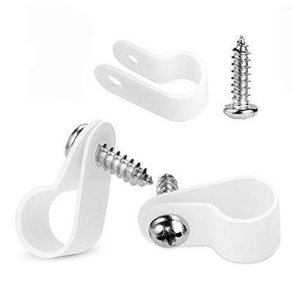LOKMAN 50 Pack 1/4 Inch Rope Light P-Style Mounting Clips with Compatible Stainless Steel Pan Head Phillips Screws - size: 1/4 50+50