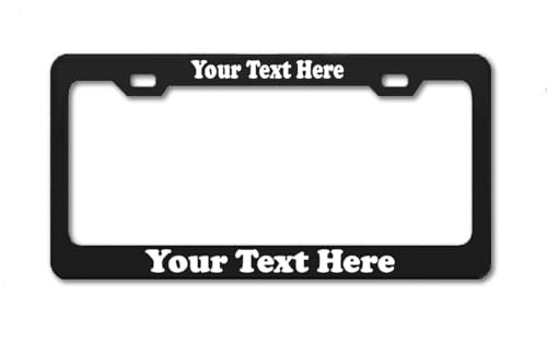 Personalized Metal Stainless Steel License Plate Frame Auto Tag (Black-Vinyl) - color: Black-Vinyl