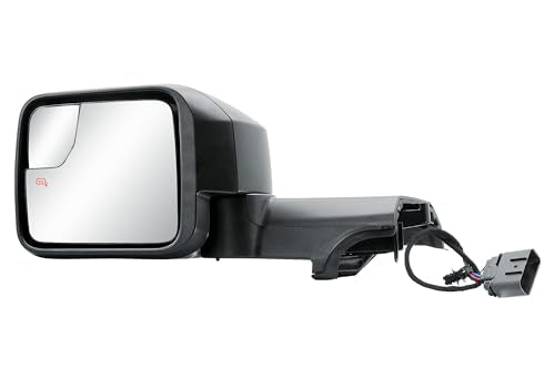 Driver Left Side Door Mirror Power and Heated Glass with Convex Blind Spot Glass Textured Back Cover for Ford Bronco 2022-2025 - color: Driver (LH) Side
