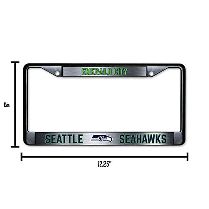 NFL Seattle Seahawks Emerald City Black Chrome License Plate Frame - 2-Screw Mount - color: Seahawks