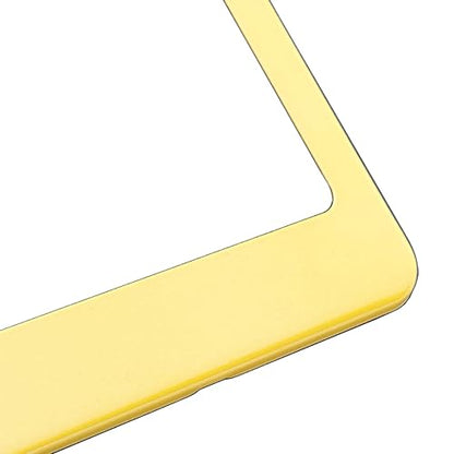 T304 Stainless Steel License Plate Frame – 8K Mirror Polish Finish, Rust-Resistant, Slim Design, Universal Fit, Includes Screw Caps, Washers & Stainless Steel Screws (Yellow) - color: Yellow