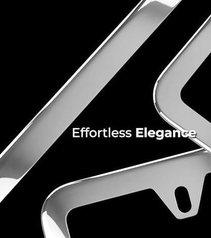 Gloss Silver License Plate Frame - 2-Hole Sleek Style, Stainless Steel, Premium Metal Durability, Easy Install, 2-Pack Gift Box - Polished Mirror Clear Finish - color: Gloss Silver(Mirror-like)