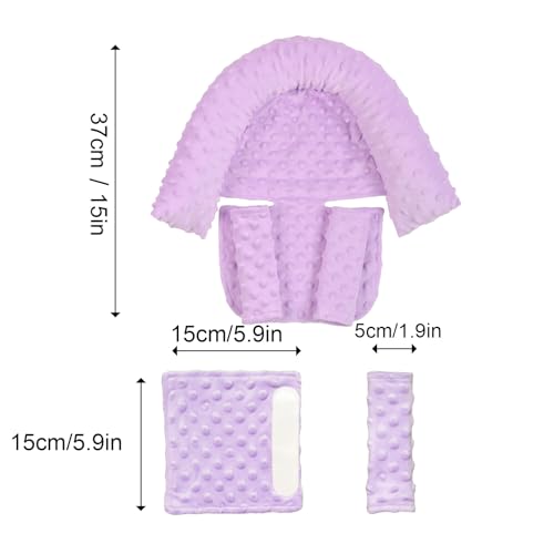 Baby Infant Head and Neck Support Pillow with Seat Belt for Car Seat -Extra Soft 3-in-1 Toddler Car Seat Insert Pad for Car Seats Purple - color: Purple