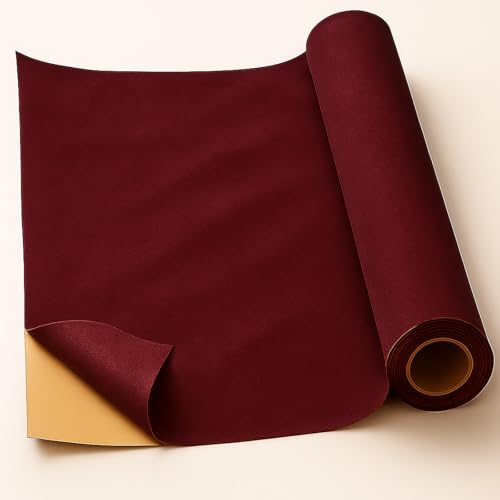 Self-Adhesive Suede Decorative Film for Car - Headliner/Dash/Door/Trunk | Stretchable & Scratchproof Ultra-Fiber Leather | DIY Peel & Stick 17"x72" Wine Red Pro-Grade Curved ((Wine Red, 17"x72")) - color: Wine Red, size: 17"x72"