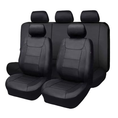 Flying Banner car seat Covers Protects Water Proof Faux Leather Carbon Fiber Front and Rear Bench (Black, Full Set - 8PCS) - color: Black, size: Full Set -- 8pcs