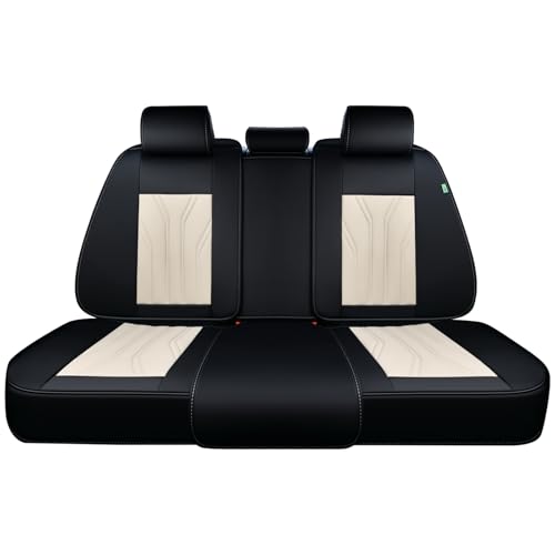FLORICH Rear Automotive Seat Covers Leather Car Seat Covers Waterproof Back Seat Cover Universal Seat Cushion Protector for Most Cars Trucks SUV-Black&Beige - color: Black&Beige, size: Rear Seat Cover