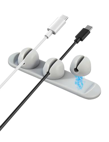 Magnetic Silicone Cable Clips with No-Residue Strong Adhesive – Desk, Under-Desk, Nightstand, Wall, Car, Office & Home Cord Organizer for Cable Management - Gray - color: gray