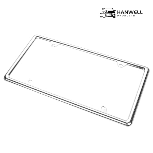 Chrome License Plate Frame Made of Zinc Alloy Metal, Universal Car Accessories,1 Pack License Plate Holder Never Rust and Unbreakable with Metal Screws, Chrome Caps and Screwdriver - color: 1 PCS