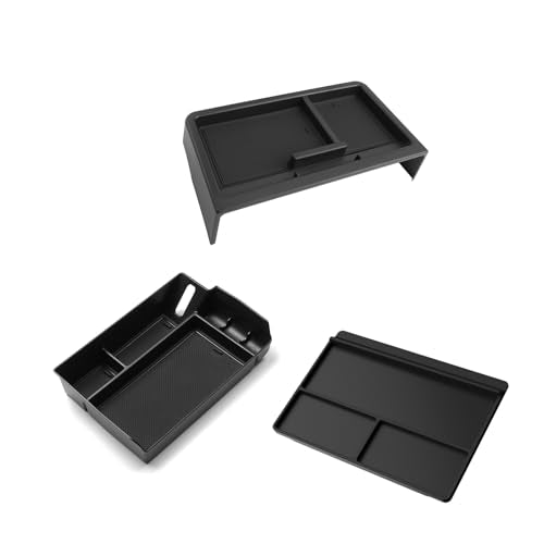 CDEFG 3PCS for 2025 2026 Toyota Sienna Center Console Organizer Dash Storage Box for Toyota Sienna 2025 2026 Accessories for 12.3-Inch Touchscreen Dash Tray Behind-Screen Organizer(Not for LE Trim) - color: Black 3-Piece Dash & Console Set for 2025-2026 S