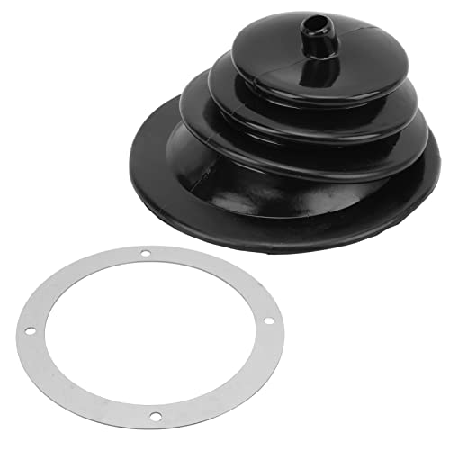 Tbest Universal Car Shift Knob Boot,Shifter Boot and Plate Kit,Gear Shift Handbrake Lever Boot Plate Kit Dustproof Black Rubber Round 5.250in/13.3cm Universal Shifter Boot Plate Shift Dust Cover Gait