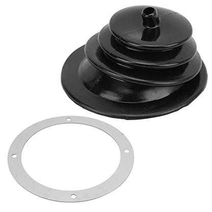Tbest Universal Car Shift Knob Boot,Shifter Boot and Plate Kit,Gear Shift Handbrake Lever Boot Plate Kit Dustproof Black Rubber Round 5.250in/13.3cm Universal Shifter Boot Plate Shift Dust Cover Gait