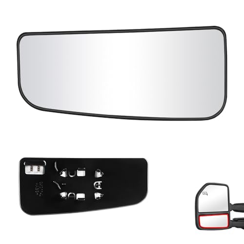 Senzeal Driver Side Heated Lower Mirror Glass Replacement for Ford F150 Truck 2015-2020 Ford F250 F350 Super Duty F450 F550 Truck 2017-2022 Towing Mirror FL3Z17K707V (Left Side) - size: Driver Lower Side (Left)