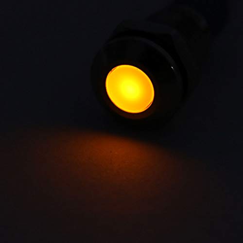 uxcell Signal Indicator Lights AC/DC 12V-24V 8mm Panel Mount Yellow LED Waterproof Metal Shell Warning Lamps for Car Motorcycles Boat - color: Yellow